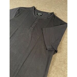 CUTS Clothing Shirt Mens Medium Black‎ Henley Short Sleeve Curve Hem New wo Tags